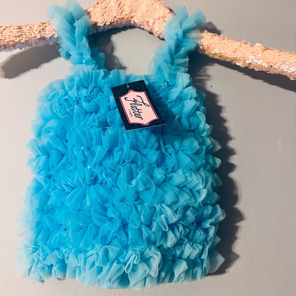 Blue Ruffled Fluffy Girls Top